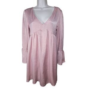 Dress Up Size Small Pink Mini Dress‎ Flounce Oversized Ruffles Boho Feminine USA